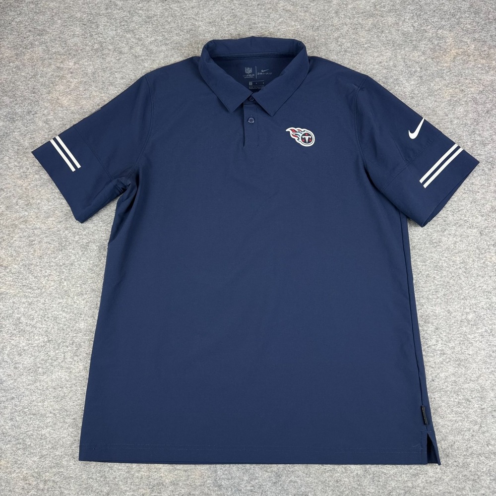 Nike Dri Fit On Field Apparel Tennessee Titans Polo Shirt Blue Mens Large L